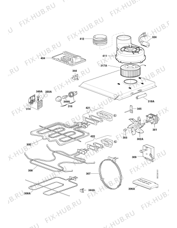 Взрыв-схема плиты (духовки) Electrolux EBSL6VW+HF - Схема узла Functional parts